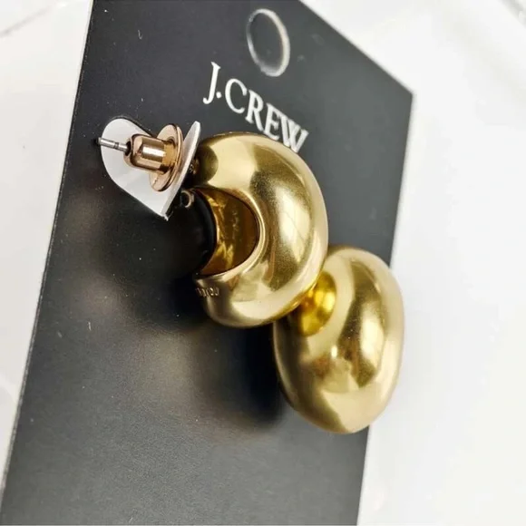 J.CREW ‘THE BEAN’ Structural Orb Earrings in Brushed Gold; Signed & NWT - Picture 7 of 11